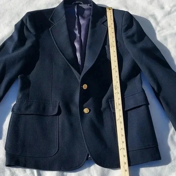 Haggar Mens 100% Pure Wool Mens Suit Jacket Gold Buttons Size 42 in Blue - Picture 10 of 12